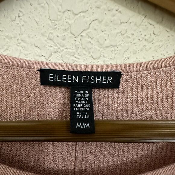 EILEEN FISHER Linen Crepe Crew Neck Box Top Sweater in Sugar Plum Classic - Picture 6 of 8